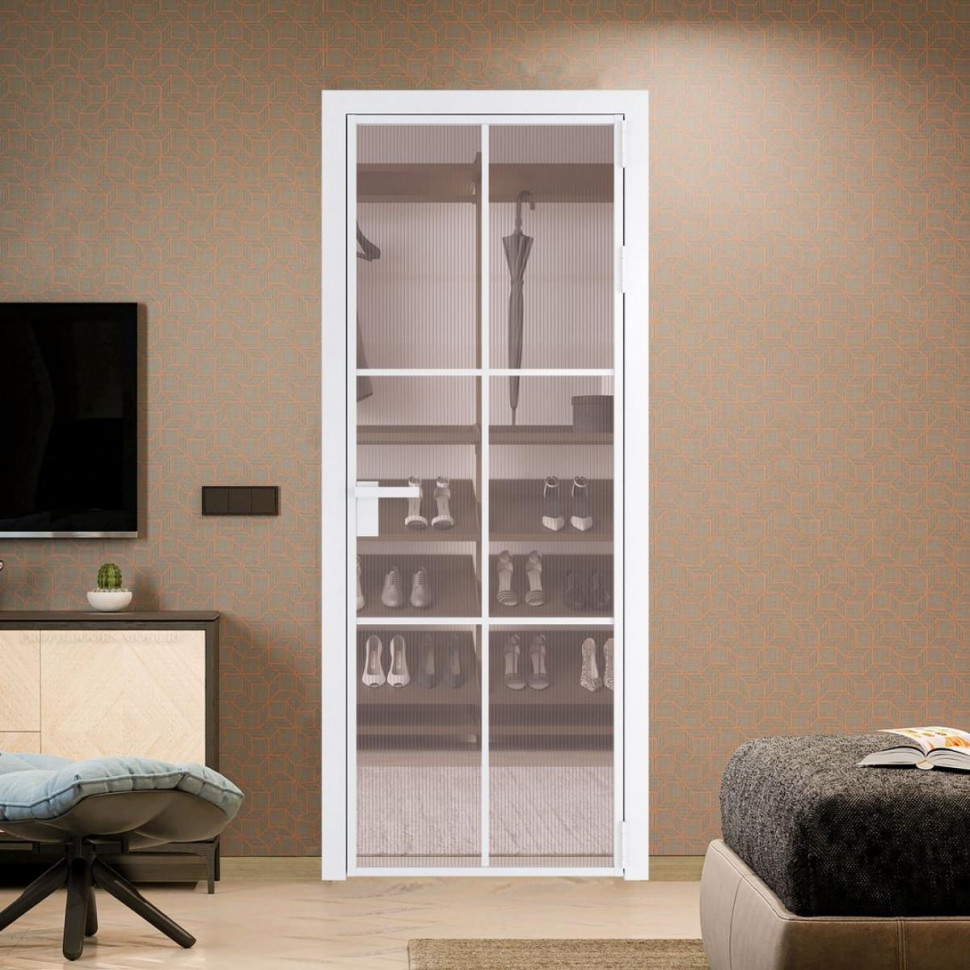 Межкомнатная дверь ProfilDoors 3 AG стекло Мору розовое цвет профиля Вайт