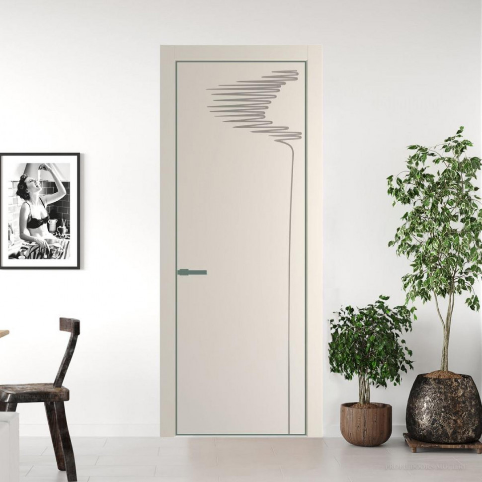 Межкомнатная дверь ProfilDoors 25 PA с фрезерованным рисунком Кремовая Магнолия с профилем Зеленый воск