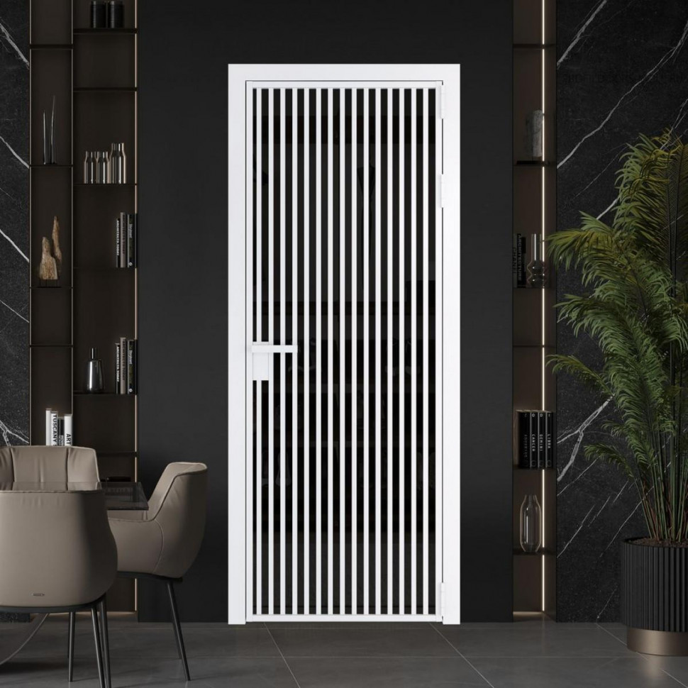 Межкомнатная дверь ProfilDoors 11 AG стекло Черное тонированное цвет профиля Вайт