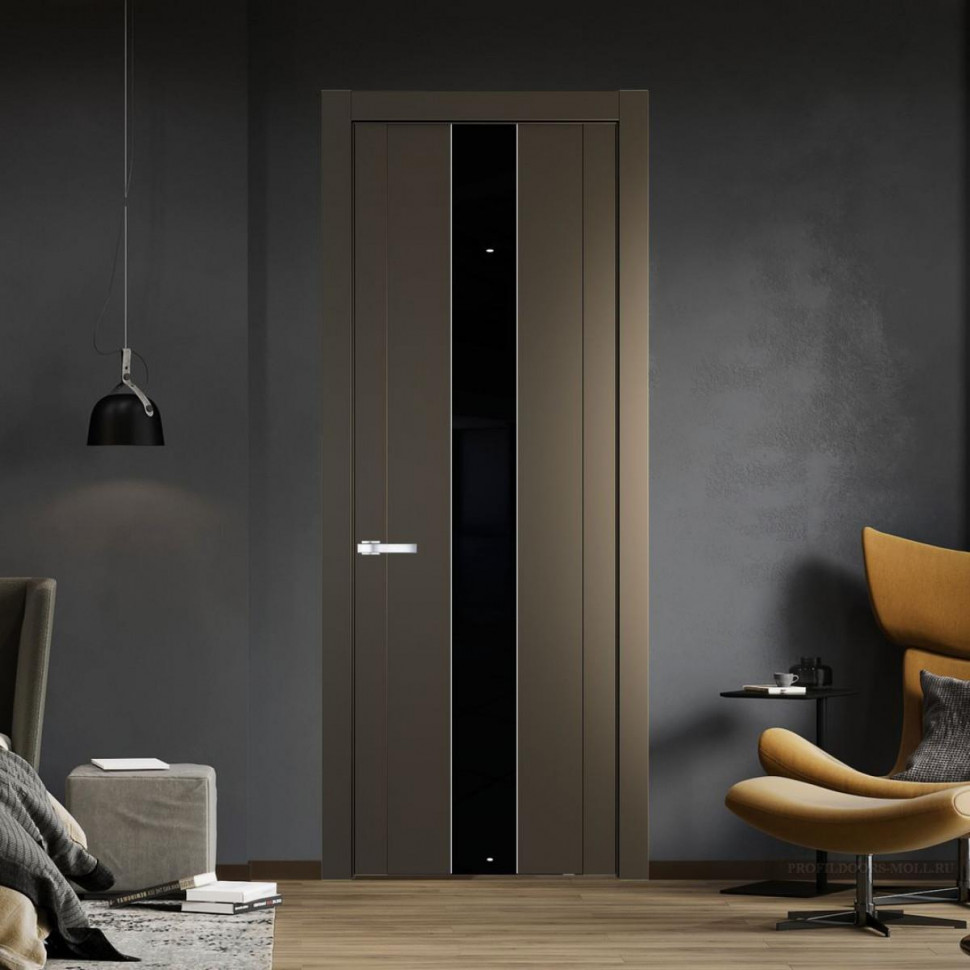 Межкомнатная дверь ProfilDoors 1.9P Перламутр бронза Lacobel Черный лак молдинг Серебро