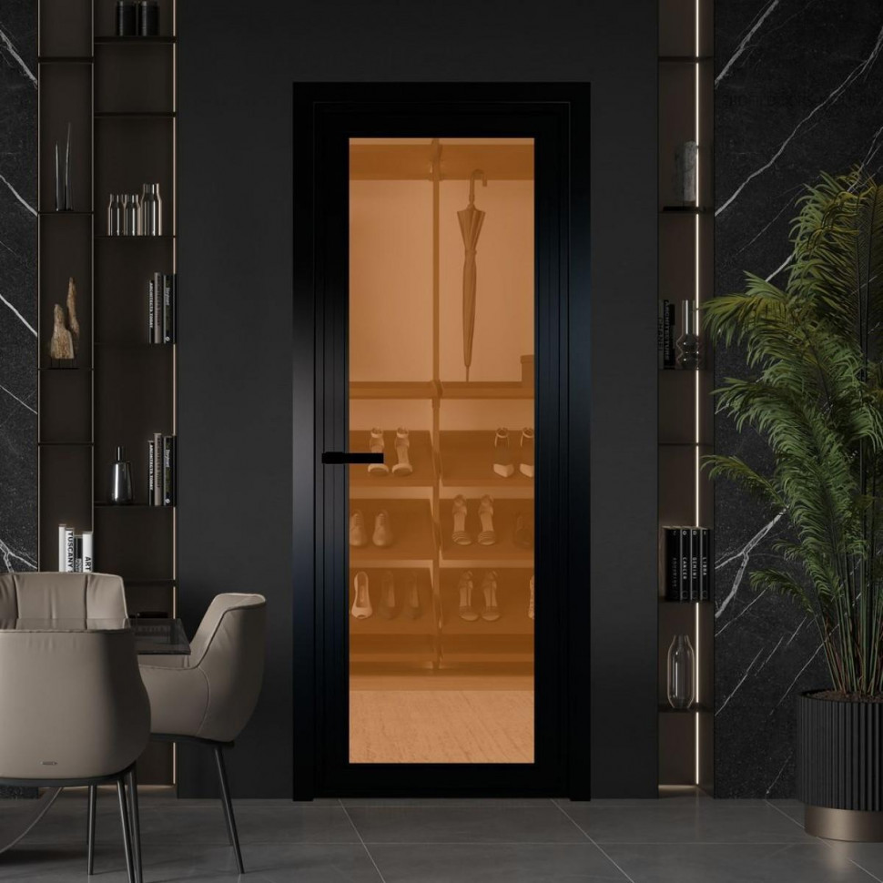 Межкомнатная дверь ProfilDoors 1 AGP Золотистая бронза профиль Черный матовый Без рисунка