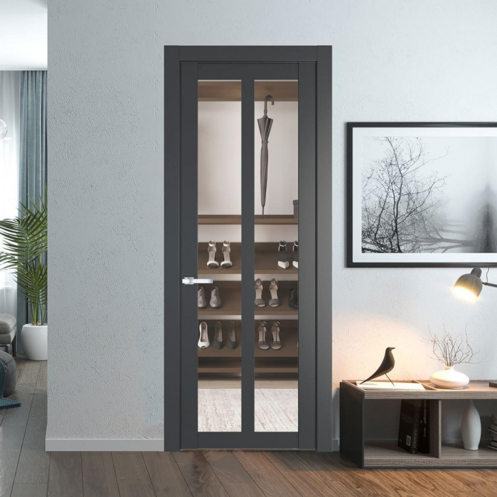 Межкомнатная дверь ProfilDoors 1.7.2 PD цвет Графит вставка Прозрачное
