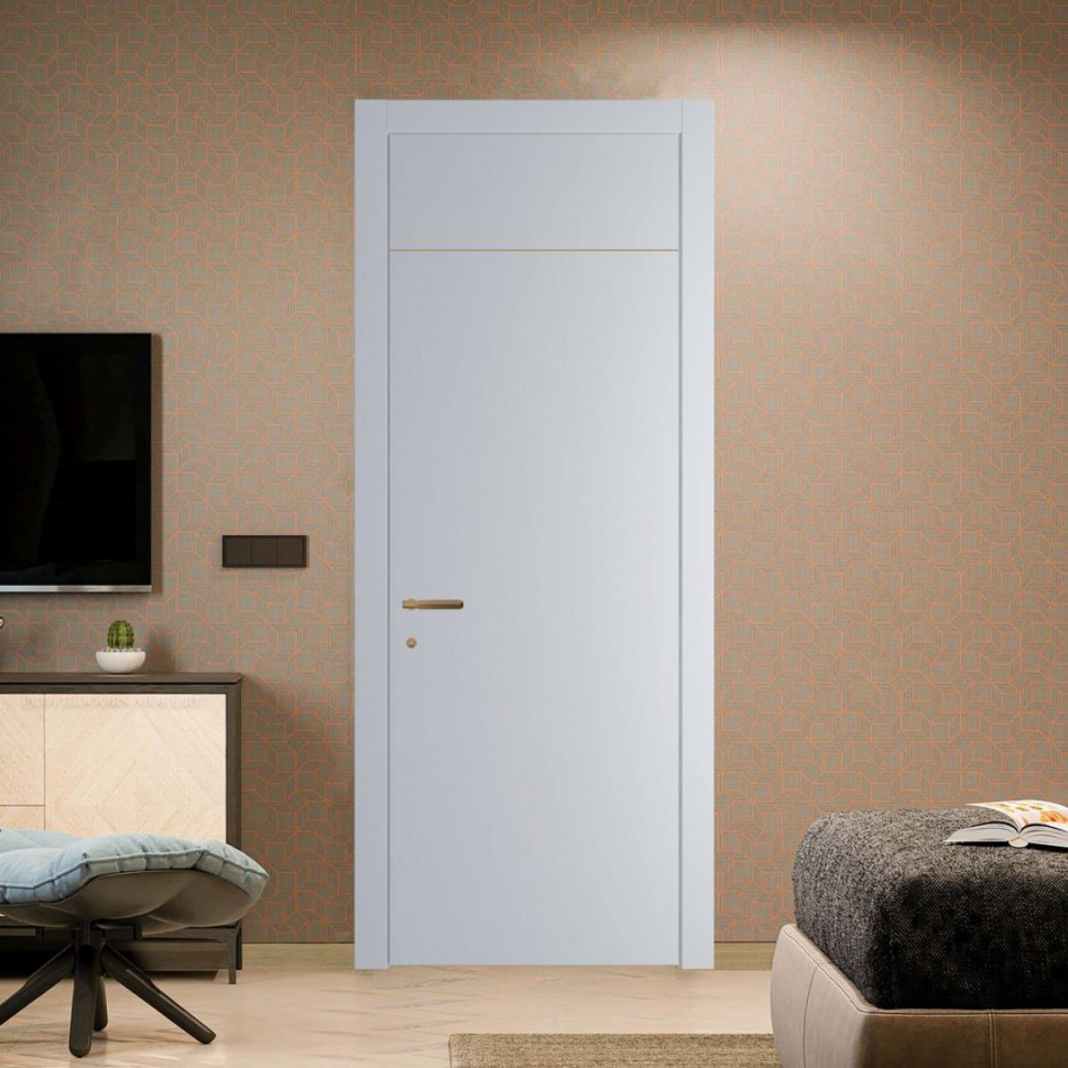 Межкомнатная дверь ProfilDoors 42 PWB Лайт Грей глухая с молдингом из латуни 4 мм