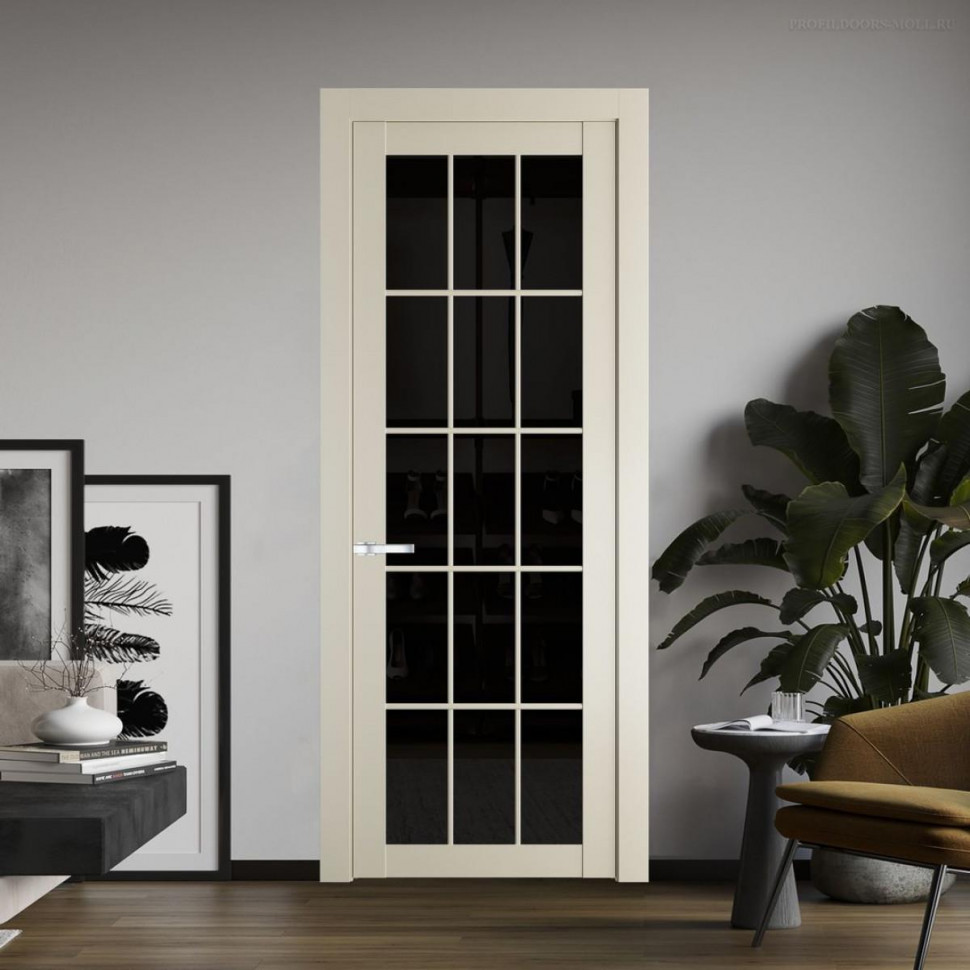 Межкомнатная дверь ProfilDoors 2.1.2 (р.15) PD цвет Перламутр белый вставка Черное тонированное