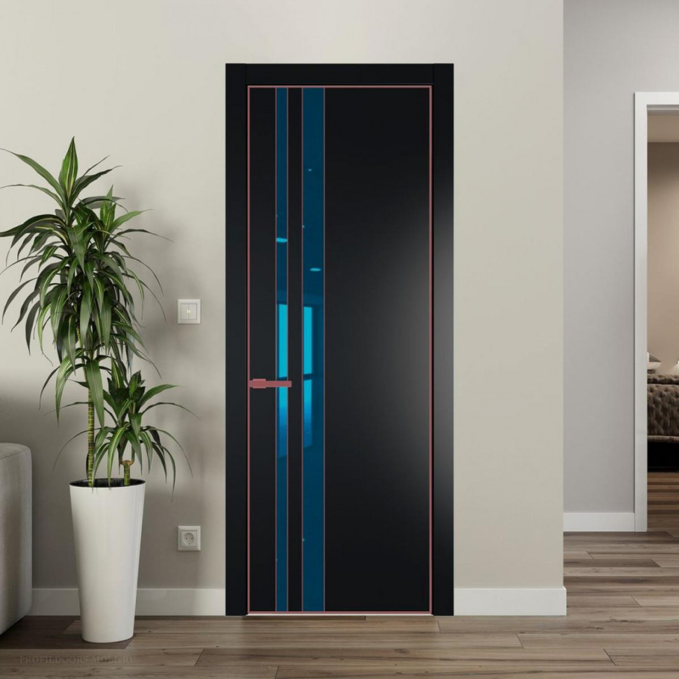 Межкомнатная дверь ProfilDoors 20 PA Блэк с профилем Красный антрацит с стеклом  зеркало blue