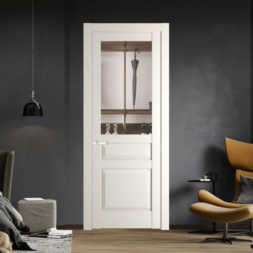 Межкомнатная дверь ProfilDoors 4.5.3 PD цвет Перламутр белый вставка Прозрачное