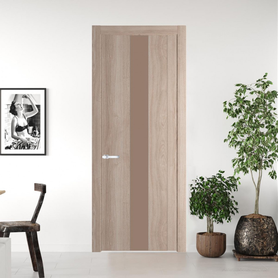 Межкомнатная дверь ProfilDoors 1.9 N Дуб Сонома с вставкой стекла монохром капучино