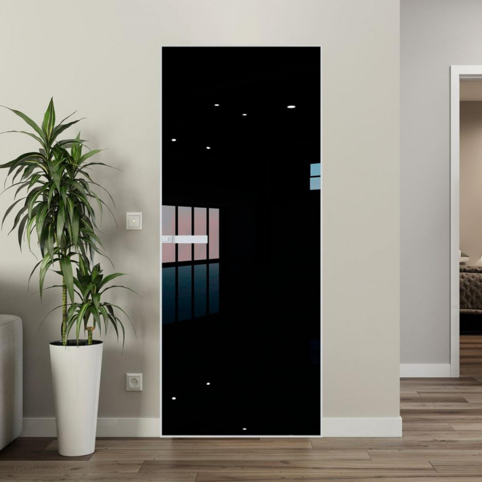 Межкомнатная дверь ProfilDoors 1 AGN стекло Lacobel Черный лак профиль Вайт короб без наличника