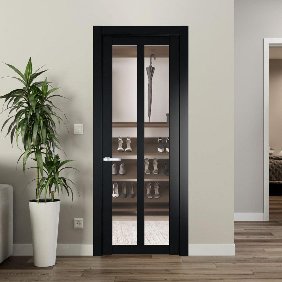 Межкомнатная дверь ProfilDoors 1.7.2 PD цвет Блэк вставка Прозрачное