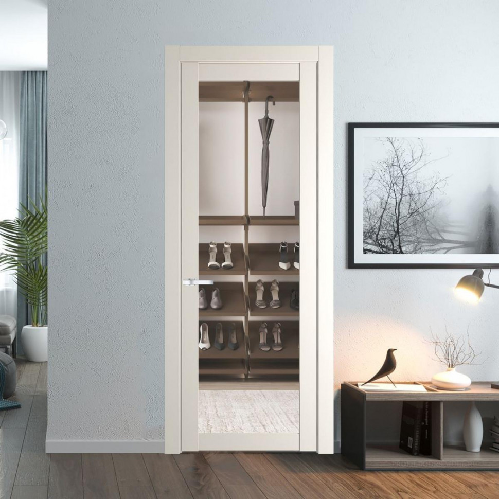Межкомнатная дверь ProfilDoors 2.1.2 PD цвет Перламутр белый вставка Прозрачное