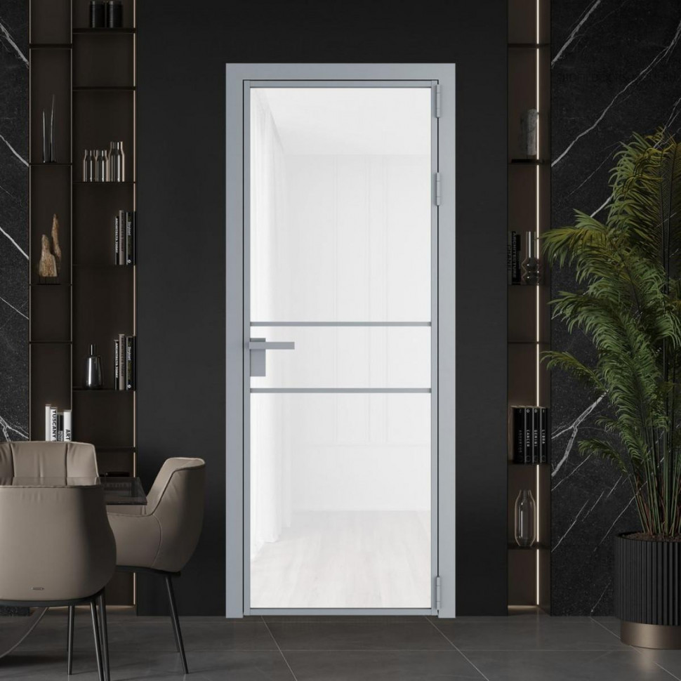 Межкомнатная дверь ProfilDoors 2 AG стекло Триплекс белый цвет профиля Серебро