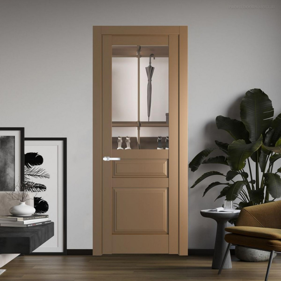 Межкомнатная дверь ProfilDoors 4.5.3 PD цвет Перламутр золото вставка Прозрачное