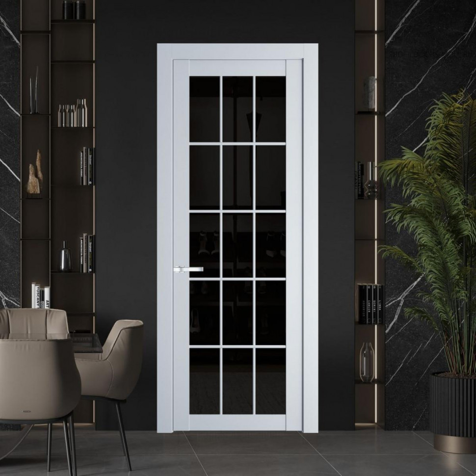 Межкомнатная дверь ProfilDoors 1.1.2 (р.15) PD цвет Вайт вставка Черное тонированное