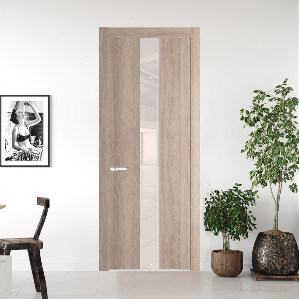 Межкомнатная дверь ProfilDoors 1.9 N Дуб Сонома с вставкой стекла перламутровый лак