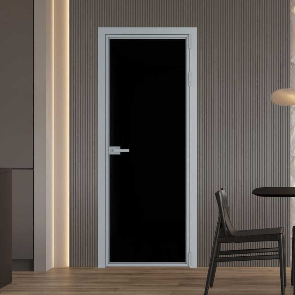 Межкомнатная дверь ProfilDoors 1 AX Триплекс черный профиль Серебро