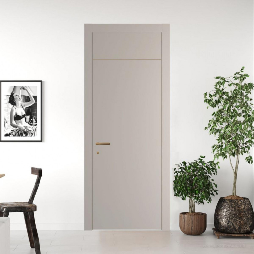 Межкомнатная дверь ProfilDoors 42 PWB Сэнд глухая с молдингом из латуни 4 мм