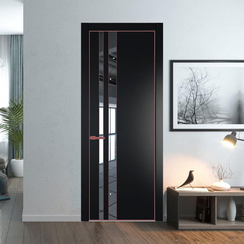 Межкомнатная дверь ProfilDoors 20 PA Блэк с профилем Красный антрацит с стеклом  зеркало