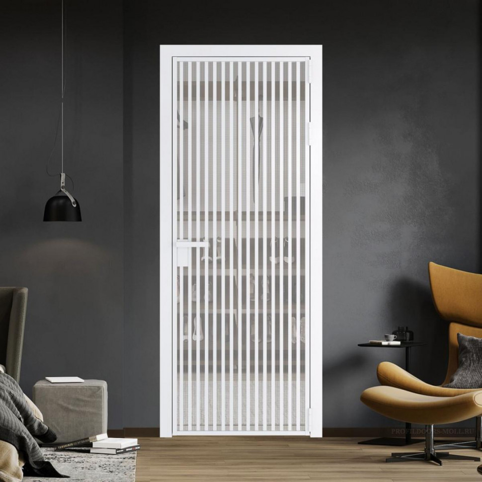 Межкомнатная дверь ProfilDoors 11 AG стекло Кризет цвет профиля Вайт