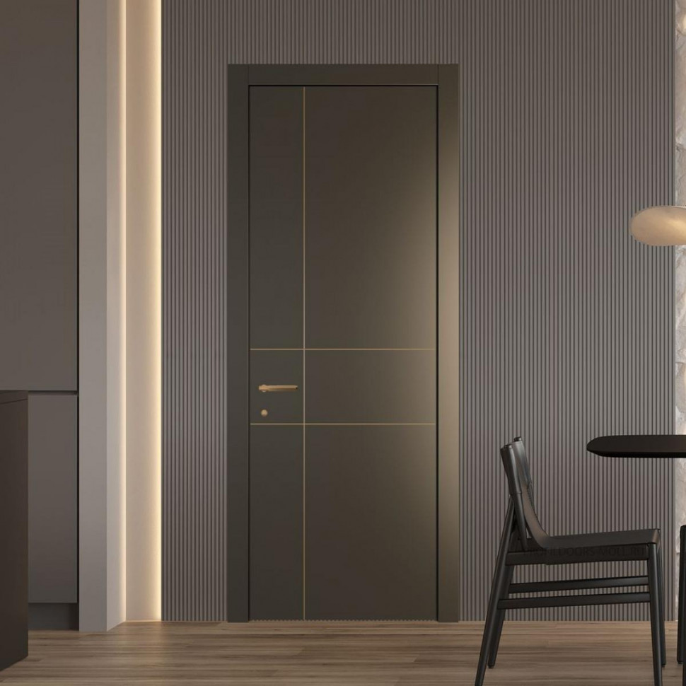 Межкомнатная дверь ProfilDoors 46 PWB Перламутр бронза глухая с молдингом из латуни 4 мм