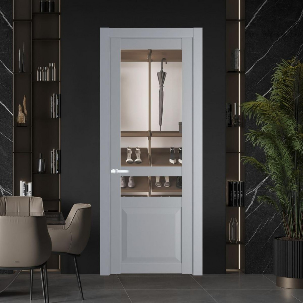 Межкомнатная дверь ProfilDoors 1.5.4 PD цвет Смоки вставка Прозрачное