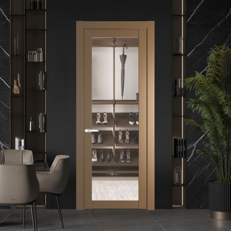Межкомнатная дверь ProfilDoors 2.1.2 PD цвет Перламутр золото вставка Прозрачное