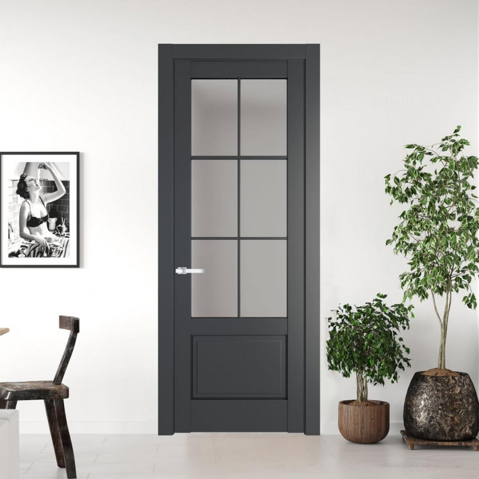 Межкомнатная дверь ProfilDoors 3.2.2 (р.6) PD цвет Графит вставка Матовое