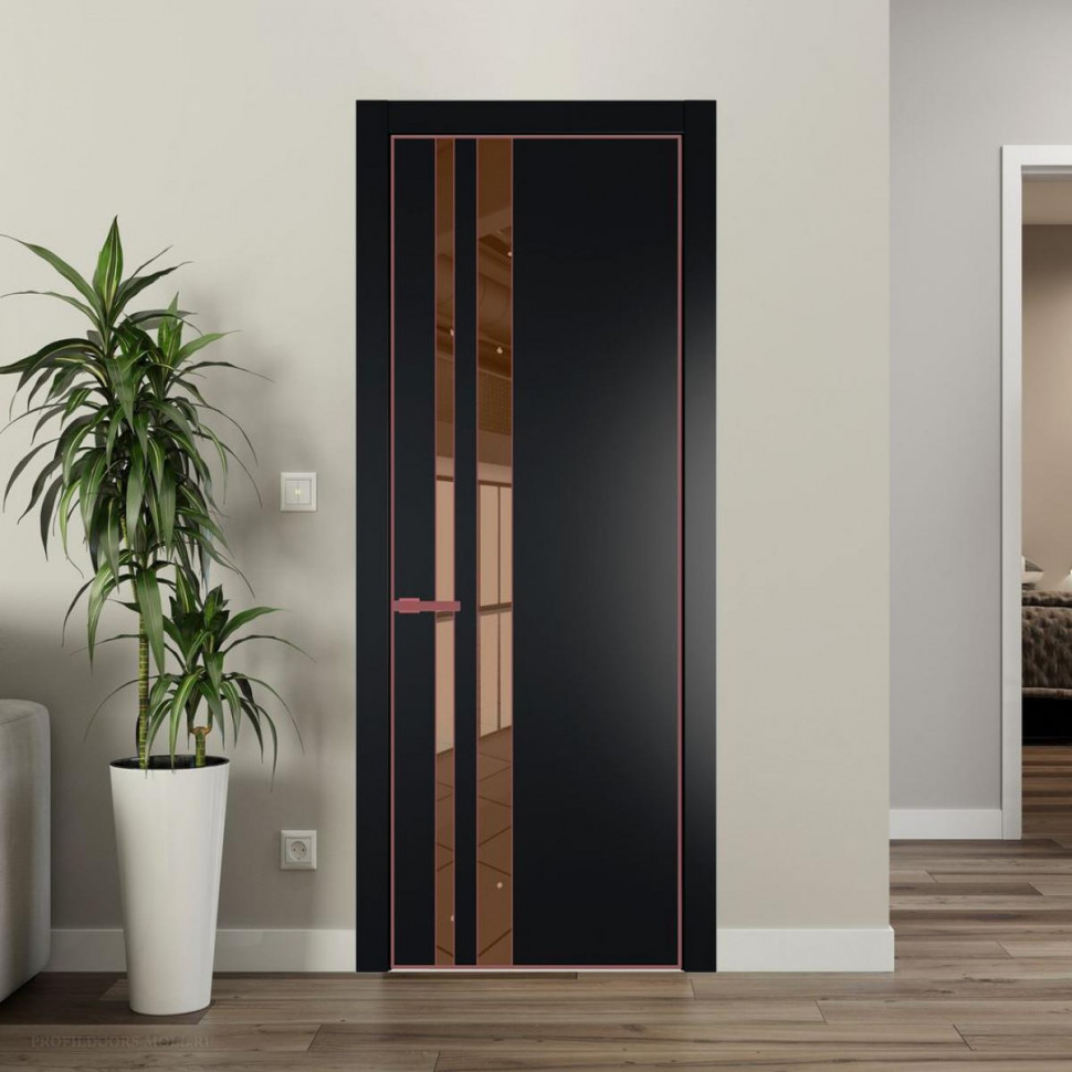 Межкомнатная дверь ProfilDoors 20 PA Блэк с профилем Красный антрацит с стеклом  зеркало bronze