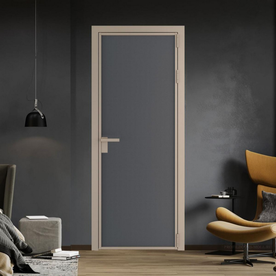 Межкомнатная дверь ProfilDoors 1 AP цвет Графит элегант профиль Никель матовый