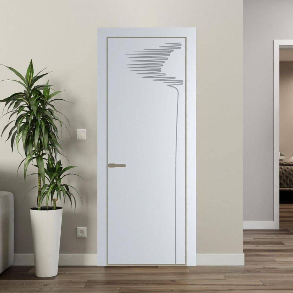 Межкомнатная дверь ProfilDoors 25 PE с фрезерованным рисунком Вайт с алюминиевой кромкой Шампань