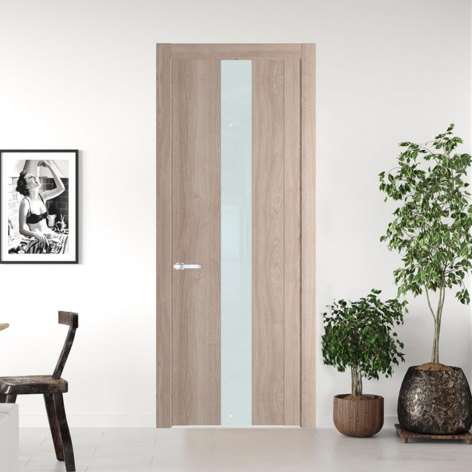 Межкомнатная дверь ProfilDoors 1.9 N Дуб Сонома с вставкой стекла белый лак
