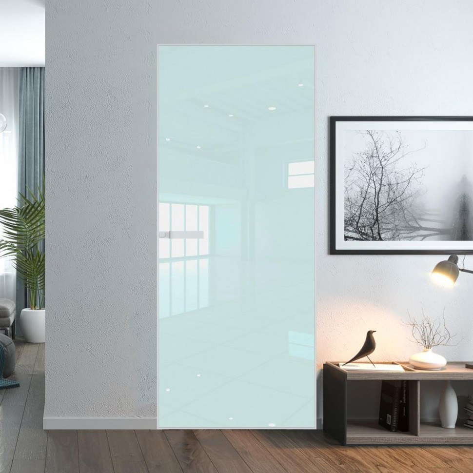 Межкомнатная дверь ProfilDoors 1 AGN стекло Lacobel Белый лак профиль Вайт короб без наличника