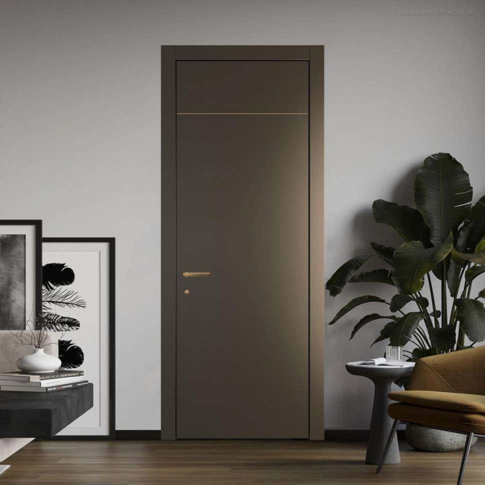 Межкомнатная дверь ProfilDoors 42 PWB Перламутр бронза глухая с молдингом из латуни 4 мм