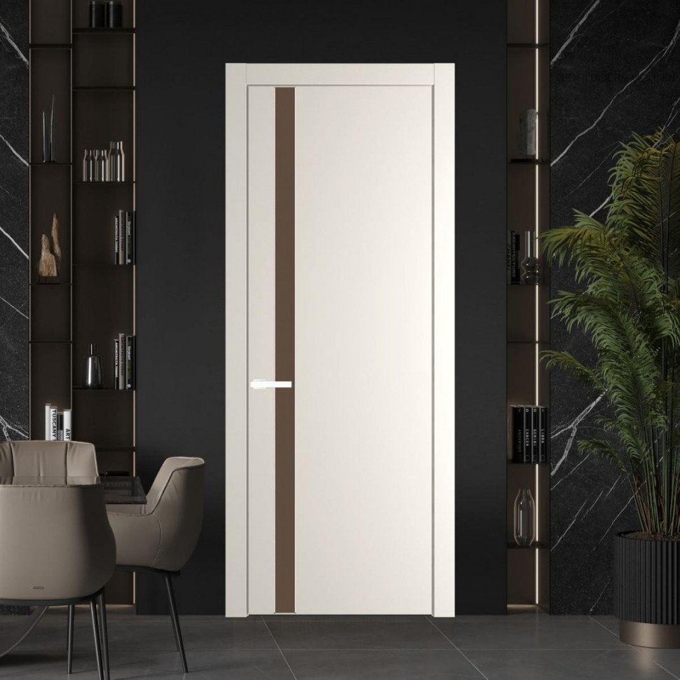 Межкомнатная дверь ProfilDoors 18 PW Перламутр белый Монохром гляссе молдинг Вайт