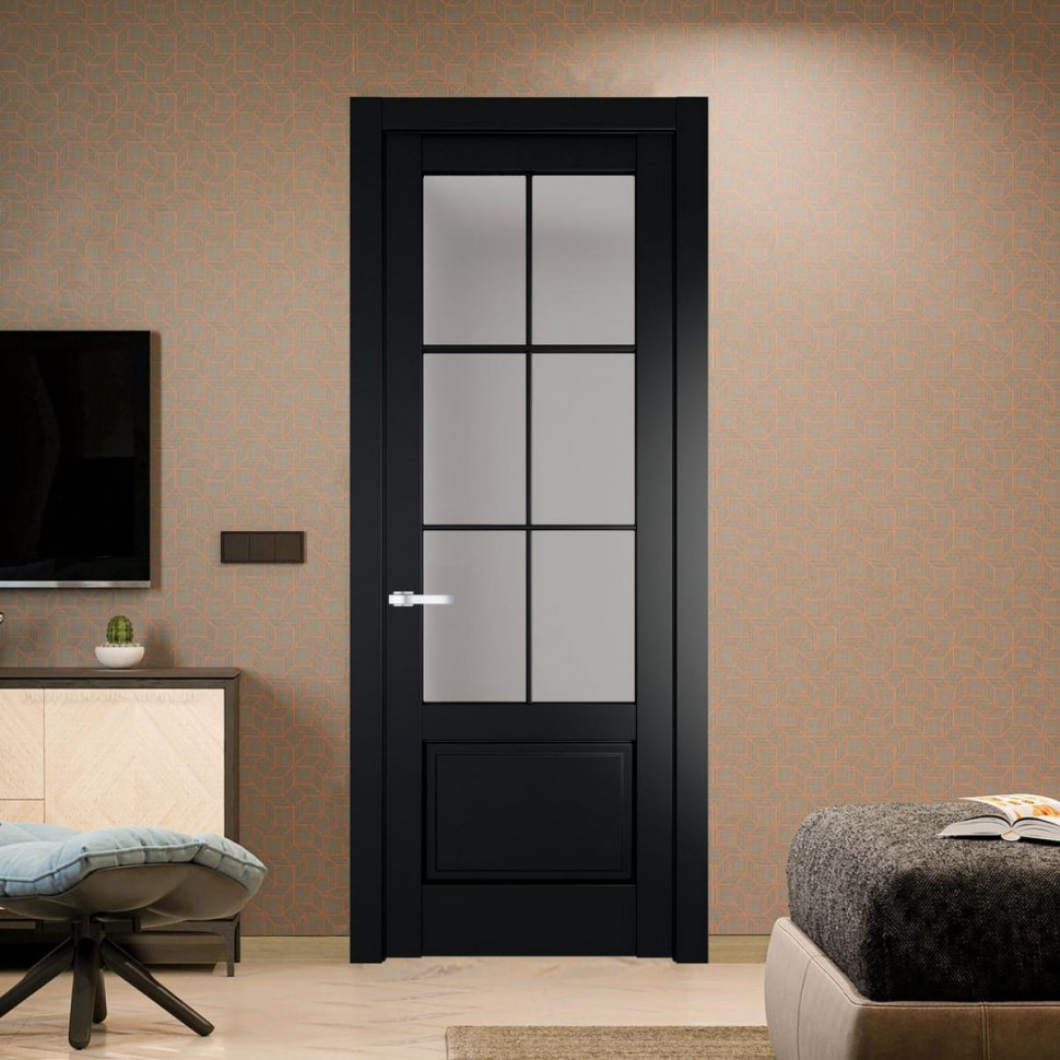 Межкомнатная дверь ProfilDoors 3.2.2 (р.6) PD цвет Блэк вставка Матовое