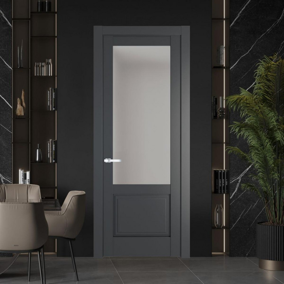Межкомнатная дверь ProfilDoors 3.2.2 PD цвет Графит вставка Матовое