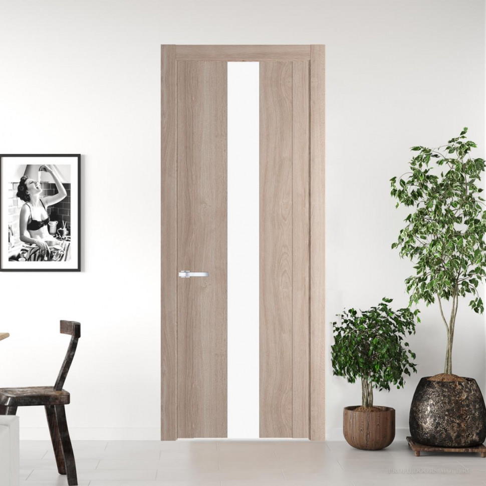 Межкомнатная дверь ProfilDoors 1.9 N Дуб Сонома с вставкой стекла монохром белый просветленный