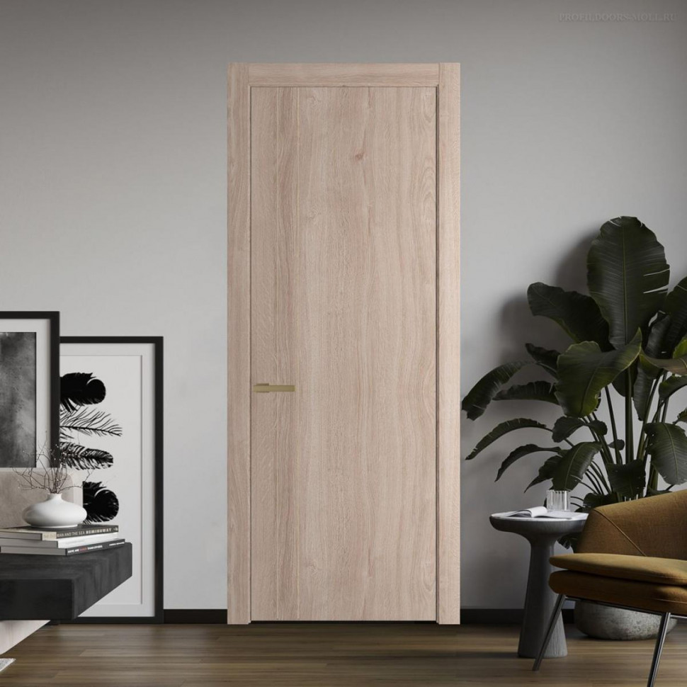 Межкомнатная дверь ProfilDoors 12 NW Дуб Сонома молдинг Золото Глухая