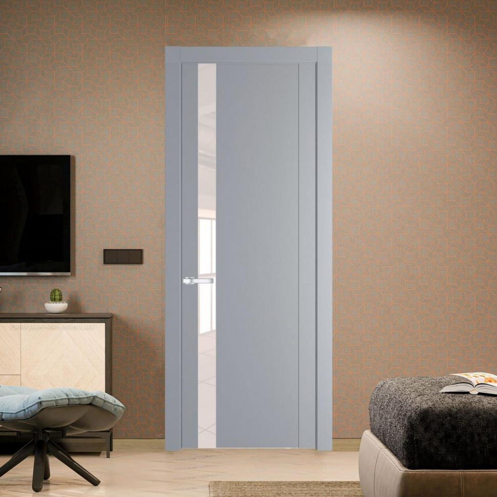 Межкомнатная дверь ProfilDoors 1.2P Смоки Lacobel Перламутровый лак молдинг Серебро