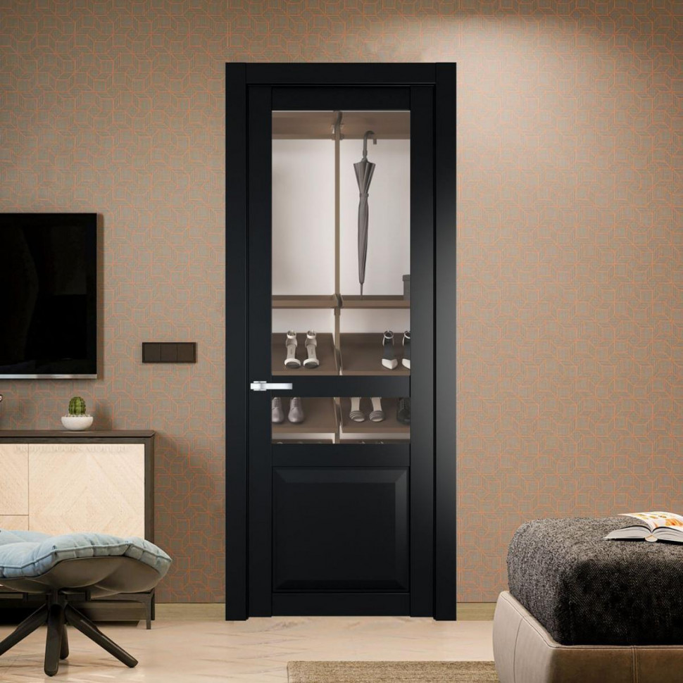 Межкомнатная дверь ProfilDoors 1.5.4 PD цвет Блэк вставка Прозрачное