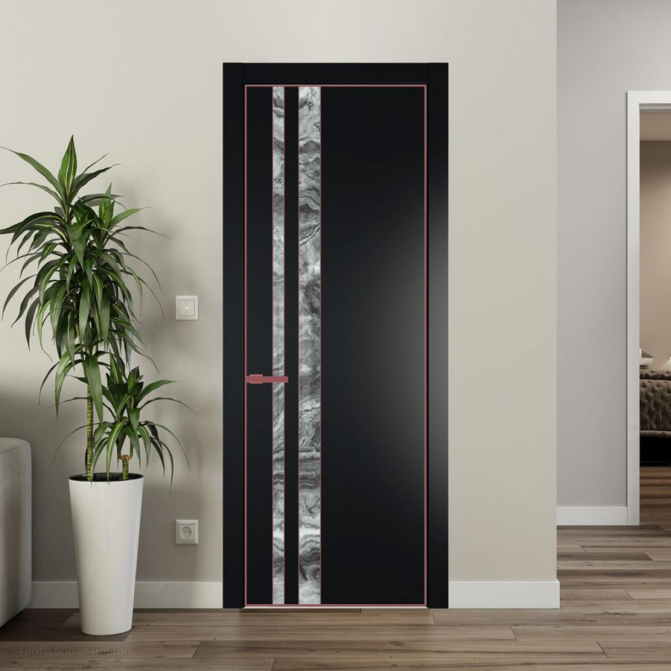 Межкомнатная дверь ProfilDoors 20 PA Блэк с профилем Красный антрацит с стеклом  атриум серебро