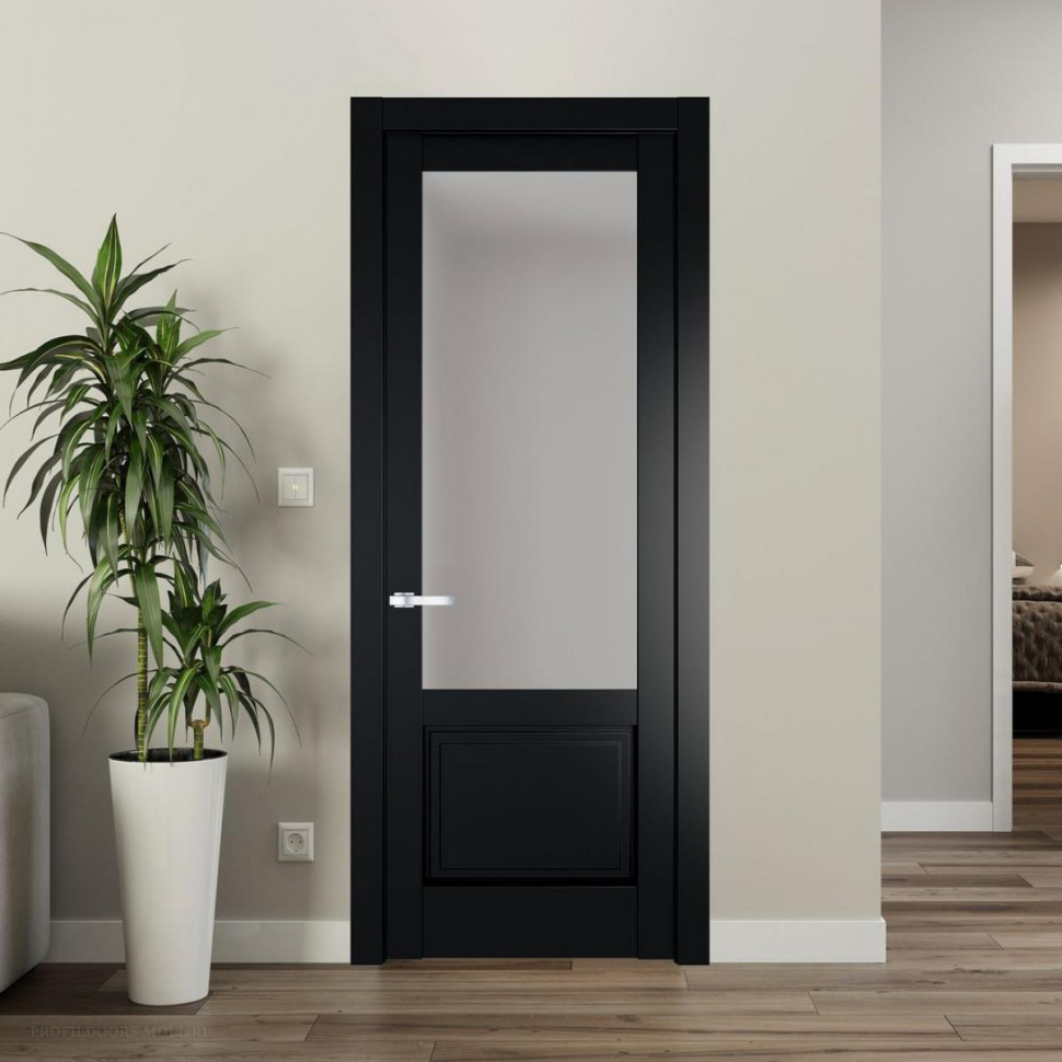 Межкомнатная дверь ProfilDoors 3.2.2 PD цвет Блэк вставка Матовое