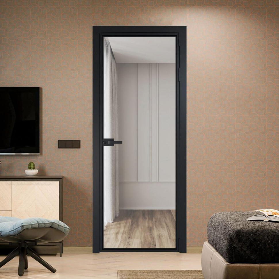 Межкомнатная дверь ProfilDoors 1 AX Прозрачное профиль Черный матовый
