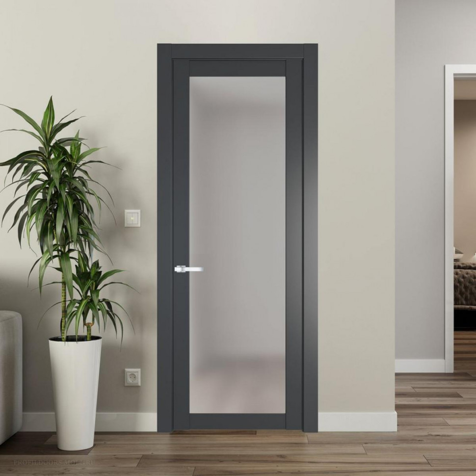 Межкомнатная дверь ProfilDoors 1.1.2 PD цвет Графит вставка Матовое