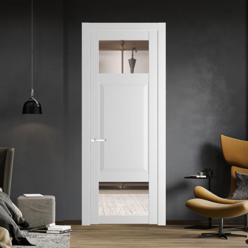 Межкомнатная дверь ProfilDoors 1.3.4 PD цвет Крем Вайт вставка Прозрачное