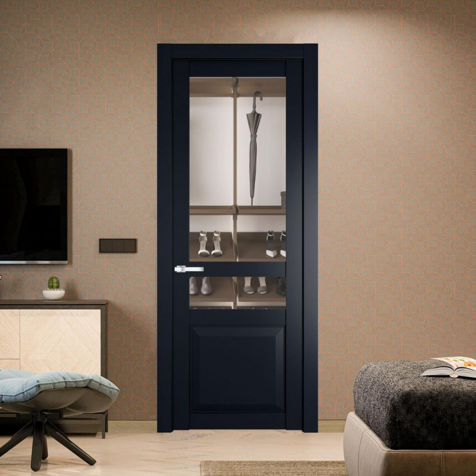 Межкомнатная дверь ProfilDoors 1.5.4 PD цвет Нэви Блу вставка Прозрачное