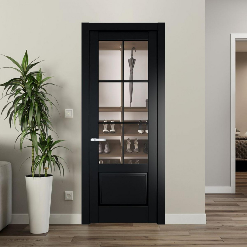 Межкомнатная дверь ProfilDoors 4.2.2 (р.6) PD цвет Блэк вставка Прозрачное