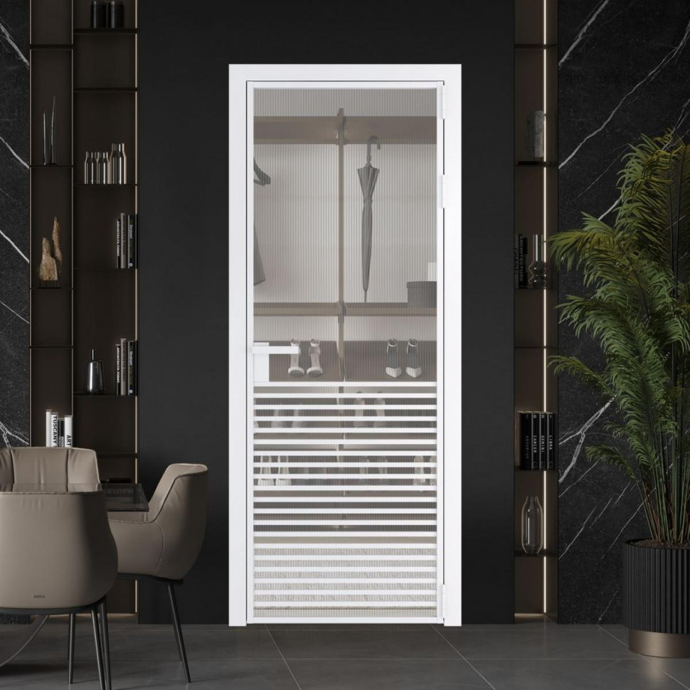 Межкомнатная дверь ProfilDoors 16 AG стекло Мору осветленное цвет профиля Вайт