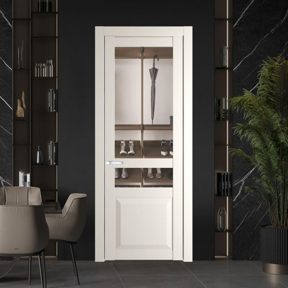 Межкомнатная дверь ProfilDoors 1.5.4 PD цвет Перламутр белый вставка Прозрачное