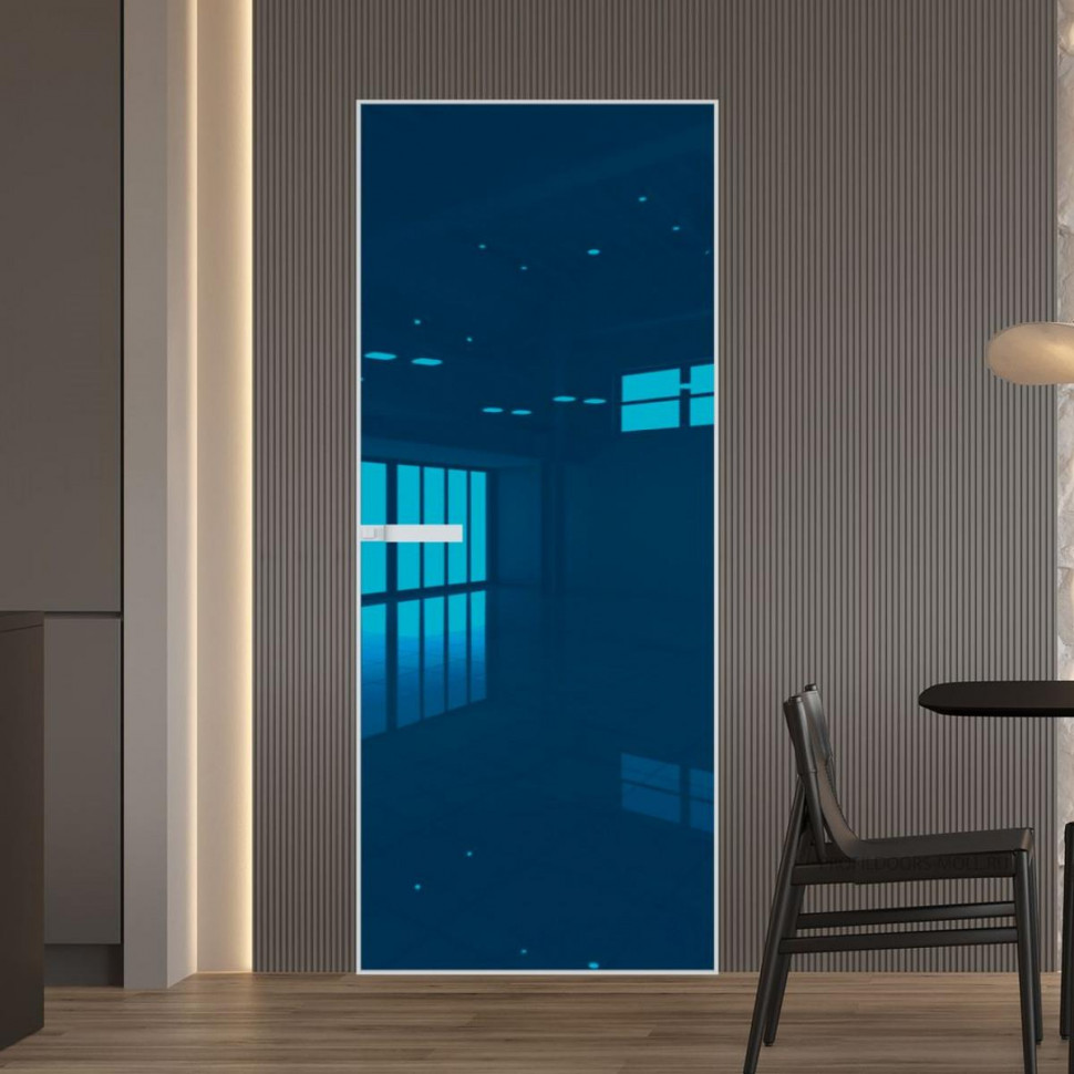 Межкомнатная дверь ProfilDoors 1 AGN стекло Зеркало Blue профиль Вайт короб без наличника
