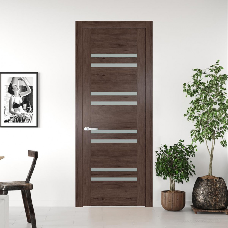 Межкомнатная дверь ProfilDoors 1.6 N Дуб Тобакко с матовым с двух сторон стеклом